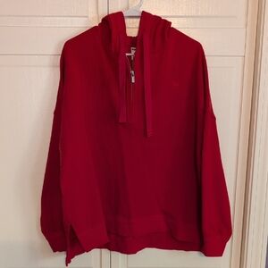 PINK Victoria's Secret Red Split Hem Half Zip Tunic Sweater Bright Red Size M